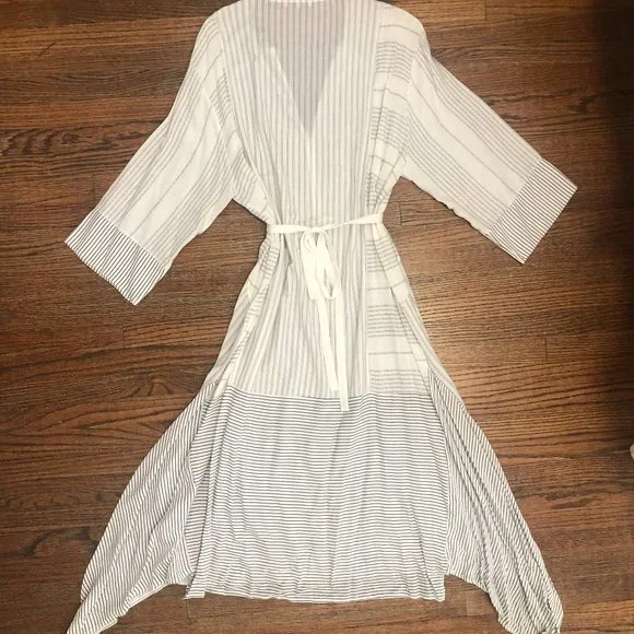 navy blue dress for baby girl ASYMMETRIC STRIPED MIDI DRESS - Multicolored main image 1